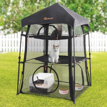 Вольєр для котів Rywell Extra Large, 3 поверхи, 5 вікон, для вулиці, 145x110x110 см