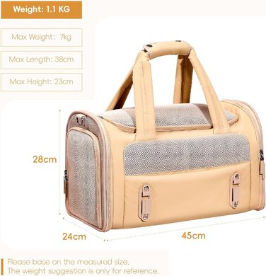 Транспортна переноска для котів та собак 4Pet, Khaki: міцна, з сіткою, для подорожей літаком та автомобілем