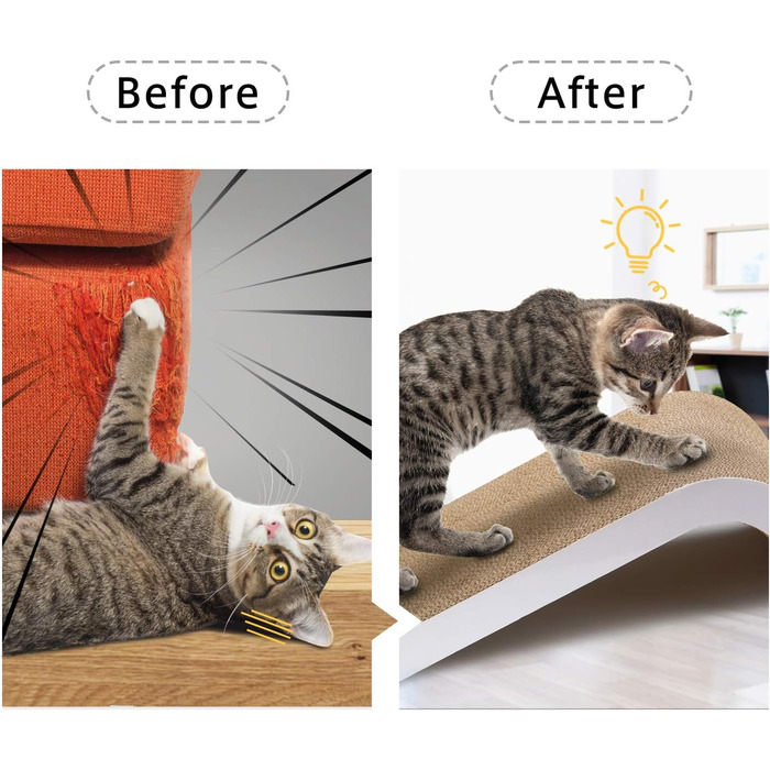 Котячий когтетоп LIKEA з котячою м'ятою, якісна картонна конструкція, декілька кутів для дряпання, 45 x 25 x 19 см