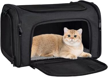 Складана переноска для собак та котів - чорна, для подорожей та кемпінгу