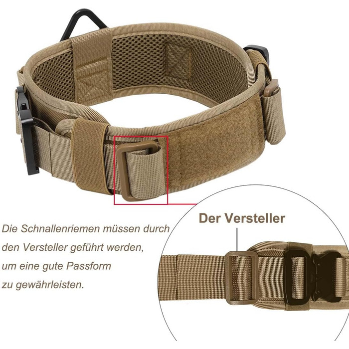 Нашийник для собак Vmokki з м'якою підкладкою, 7 см, з двома пряжками, контрольний ручка, тактичний, регульований, для великих собак (камуфляж)