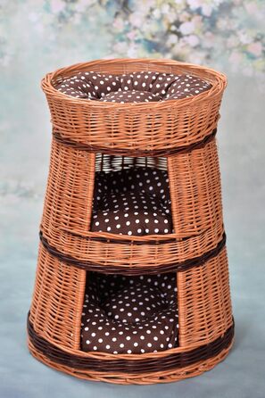 Багатоярусна котяча кімната з трьох поверхів, корзина для кота з плетеної лози, котячий будиночок з подушкою, котячий турнік