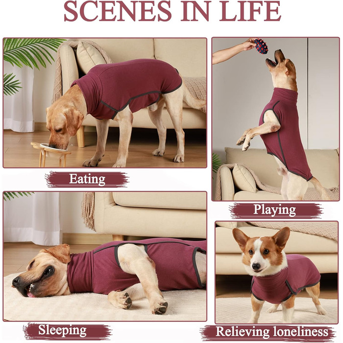 Теплий пуловер для собак, флісовий халат, зимовий халат для собак, пуловер для маленьких, середніх та великих собак - бордовий (S)
