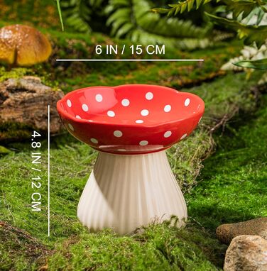 Підвищена годівниця для котів RESVUGA з милим дизайном у вигляді гриба, безпечна керамічна годівниця для маленьких собак, корму та води (Жовтий)