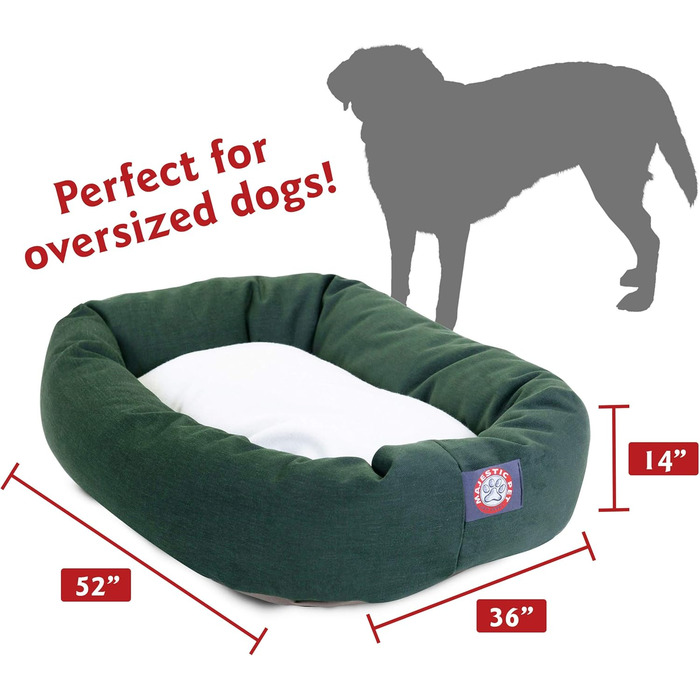 Зручне собаче ліжко Donut з Sherpa, 61x45x17 см, зелене. Ліжко для собак, розмір S, з підтримкою шиї. Матеріал: поліестер, бавовна, Sherpa, легко миється.