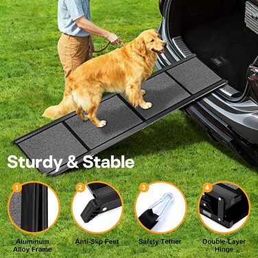 Рампа для собак до автомобіля, складана, до 115 кг, з антиковзким килимком, для вантажівок та SUV, великі та середні породи