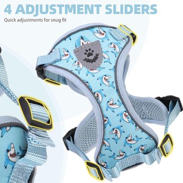 Іграшка для котів PUPTECK з дзвоником та шнурком, світловідбиваюча, регульована, м'яка, дихаюча, з кількома функціями для дрібних тварин (блакитний акул)