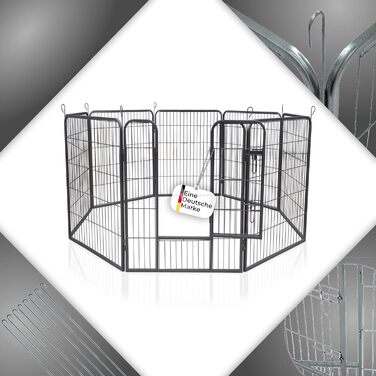 Вольєр для цуценят та дрібних тварин Zoomundo 8-секційний, металевий, XL, огорожа для вигулу, манеж, захисний бар'єр