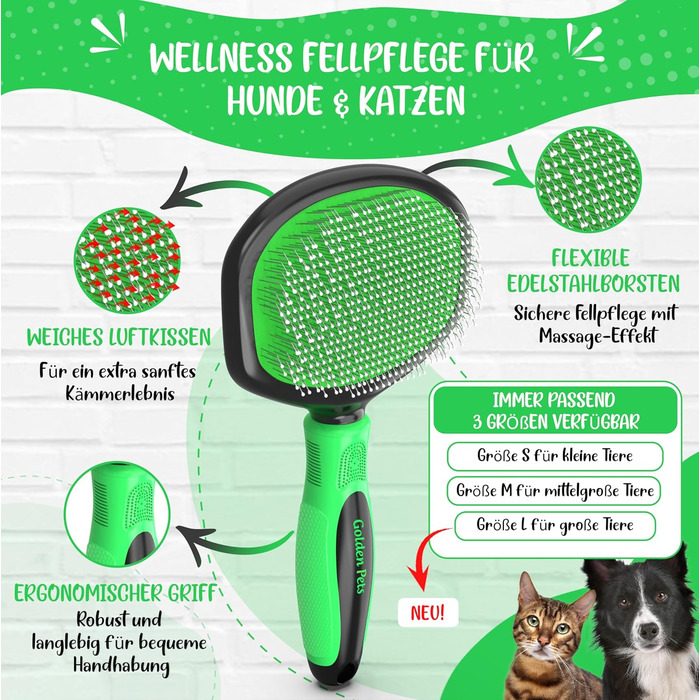 М'яка щітка для тварин Testurteil Sehr Gut: ідеальна для котів та собак, включаючи пуделів. Розмір M (L).