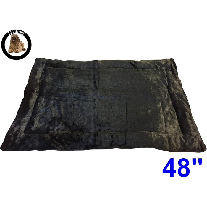 Ортопедична подушка для собак Ellie-Bo, з віскоеластичної піни, з підкладкою з імітації замші, з натуральним хутром, розмір S, 61 см, чорна (XXL - 117 x 75 x 3 см, двостороння твід та імітація чорного хутра)