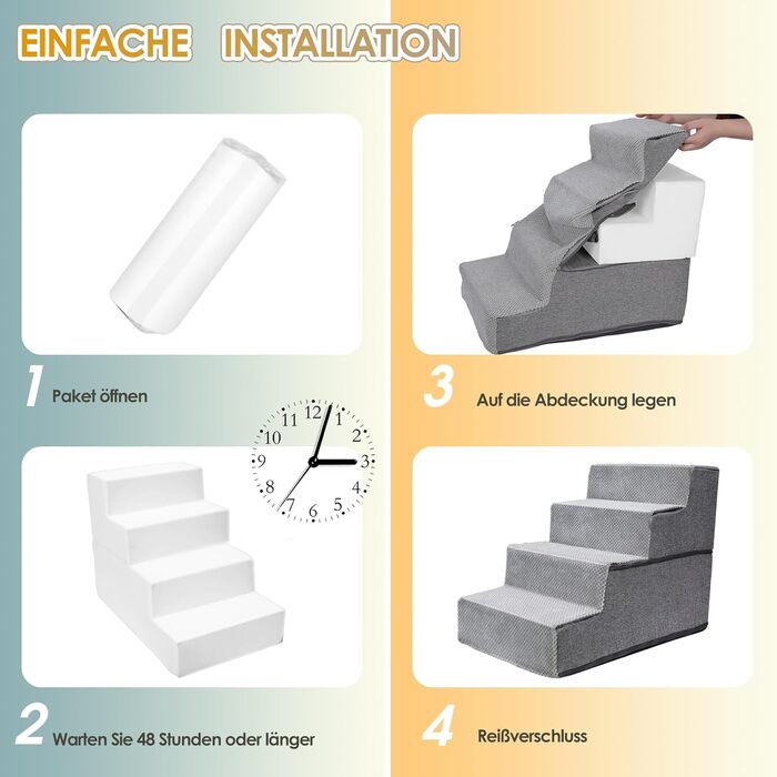 Сходинки для собак 3 ступені, антиковзаюча драбина для маленьких собак, миюча сходинка для собак 40 см заввишки, портативна рампочка для собак/кішок з миючим покриттям для дивану/ліжка