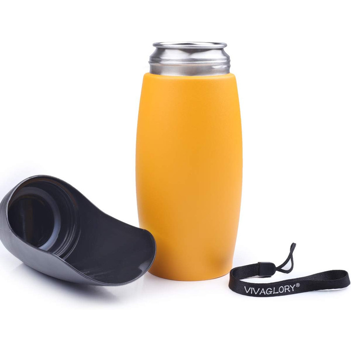 Фляга для води для собак VIVAGLORY Pawhike, 750 мл, нержавіюча сталь, портативна, оранжева