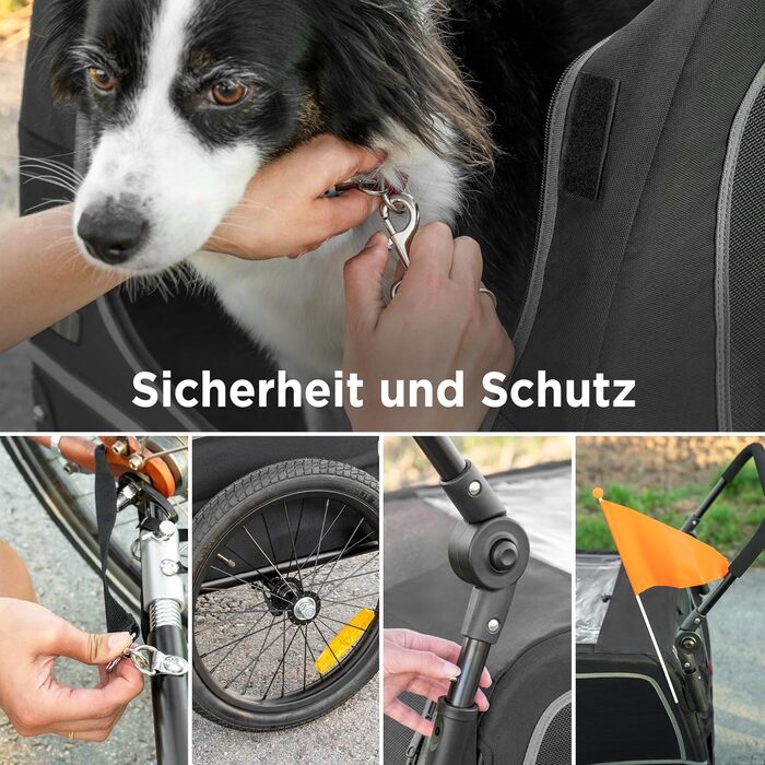 Легкий велосипедний візок для собак 2-в-1 – для собак вагою до 30 кг, складаний, з кулером, прапорцем безпеки та м'яким килимком, сумісний з електровелосипедами