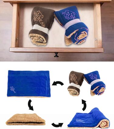 Килимок для собак, ліжко для великих собак Comfy - миючий, плюшевий, стильний, 110x70 см, блакитний