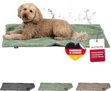 Водонепроникний плед для собак та котів на диван – захист від плям – дихаючий та пральний – Made in Germany (зелений, 95x135 см)