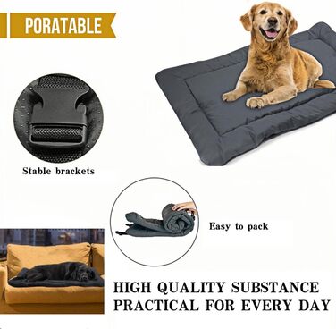 Водонепроникний килимок для собак, 90х60 см - портативне ліжко/матрац для маленьких, середніх та великих тварин. Підходить для подорожей, кемпінгу, авто, переноски та дому.
