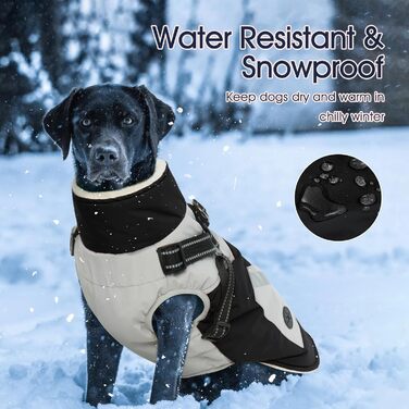 Зимовий теплий намет для собак IECOii, чорний, XL, водонепроникний, з блискавкою, флісовий костюм для великих собак (Бігль, Кокер Спаніель, Бордер Коллі), обхват грудей 76 см