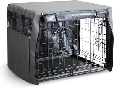 FurDreams чохол на клітку для собак XXL 122 см, вітрозахисний, з 2 дверима (передня та бічна), дихаюча сітка, для дресирування цуценят, міцний матеріал