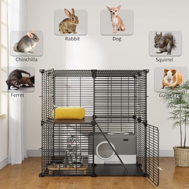 YITAHOME двоповерховий металевий котячий вольєр для дому, DIY клітка для котів, фреток, шиншил та дрібних тварин
