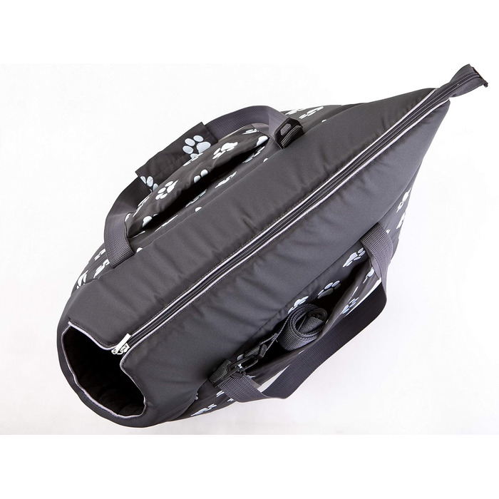 Транспортна сумка для собак та котів до 5 кг - практична переноска для тварин (20 x 42 x 22 см, графіт з лапками)