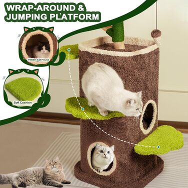 Дерев'яний кігтеточка для великих котів Kratzaum Groß 190CM XXL - багатоярусна конструкція з сизалю, платформи, будиночок, ігровий комплекс