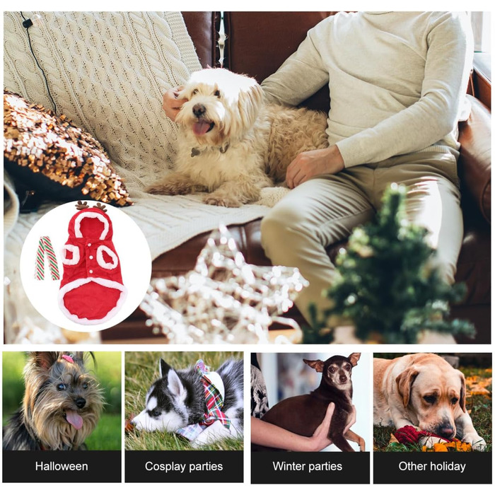 Костюм для собаки/кішки Holibanna на Новий Рік: олень, тепла жилетка, розмір XL