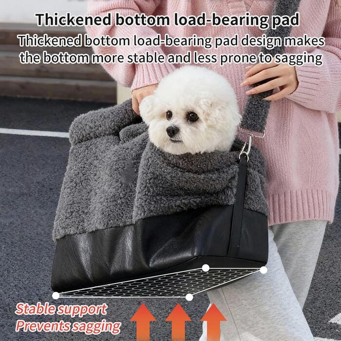 Транспортна сумка для маленьких собак - 600 г, сумка-холодильник для тварин, сумка-переноска з регульованим плечовим ременем, безпечний супутник, легкий захист на зиму | сіра