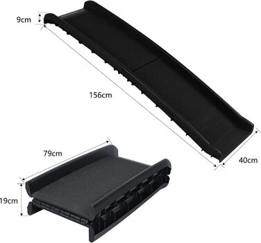 Рампа для собак Aufun: складана, чорна, до 90 кг, 156 x 40 см