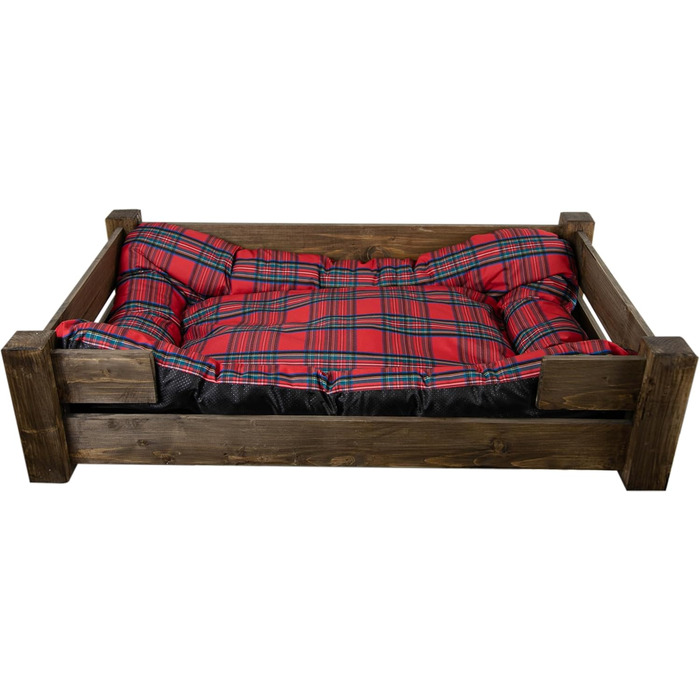 Гіркий корзина для собак Kistenkolli Altes Land Winston XL з дерева та подушкою, 100x60x25 см, вінтажний дизайн, колір палісандр (червоний)
