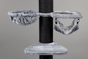 Дряпка для великих котів RHRQuality Royalty Crown Plus 158 см, товсті сизалеві стовпи 20 см, Blackline світло-сірий