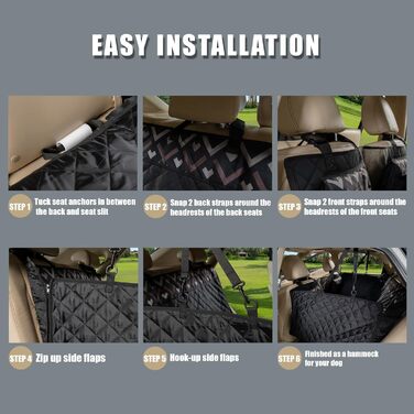 Захист для заднього сидіння авто для собак з жорстким дном, водонепроникний, для стандартних авто та SUV (Чорний)