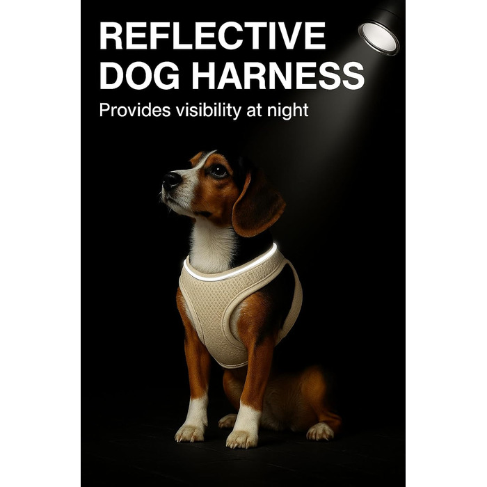 Шлейка для собак середнього розміру Flamingo Step&Go Bento Beige, L