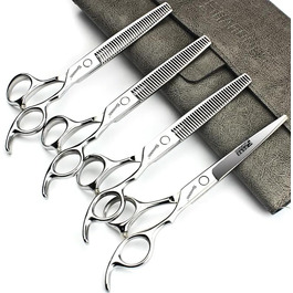 Набір професійних ножиць для грумінгу тварин 7/7.5 дюймів (Японія) 440C, вигнуті та розріджуючі, 3 шт. (фіолетовий)