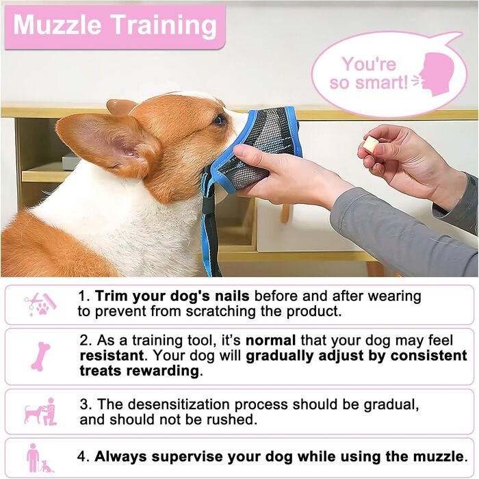 Намордник для собак LUCKYPAW, сітка, великі та середні породи, м'яка насадка, запобігає укусам, пиття, дихання, регульований, для цуценят (XXL, 26,4 см)