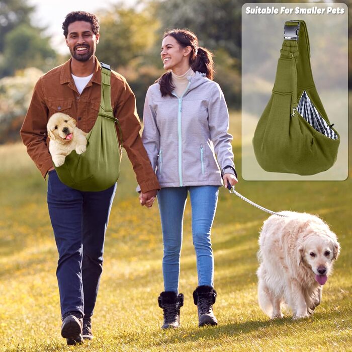 Сумка-переноска для домашніх тварин, регульована переноска для собак, реверсивна переноска для маленьких собак до 7 кг, переноска для собак, переноска для собак для прогулянок та активностей на відкритому повітрі (зелена)