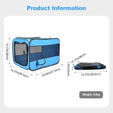 Складана переносна переносна коробка для собак Ergocar для автомобіля, блакитна, з підстилкою з флісу