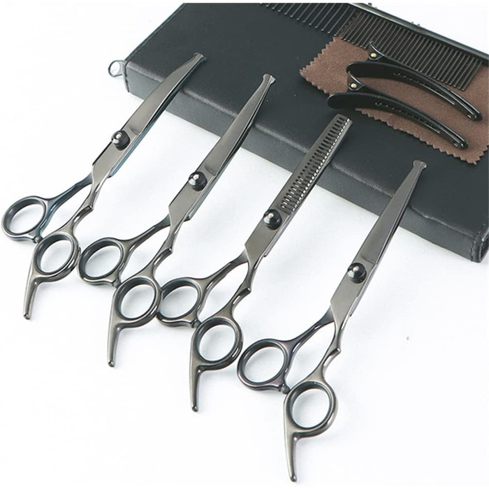 Набір ножиць для грумінгу собак 6.7 дюймів, для тіла, лап та обличчя, з безпечними закругленими кінчиками, чорний