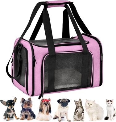 Транспортна сумка для тварин, переноска для собак та котів, Fatbar переноска для подорожей, рожевий колір (L)