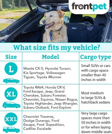 Захисний коврик у багажник для собак FrontPet, універсальний, чорний, великий (35'L x 40'W)
