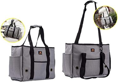 Сумка-переноска для тварин: переноска для собак, сумка для подорожей, через плече, регульована, складна, для маленьких собак, котів, цуценят, сіра, M