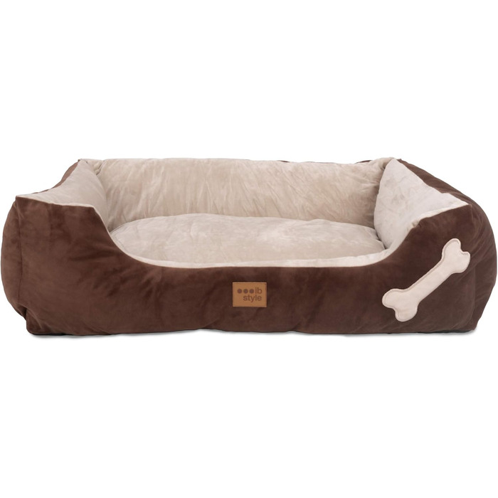 Крісло-лежанка для собак Buddy, лежанка-кошик, собаче ліжко, місце для сну середніх собак, диван для собак, знімний чохол, M (85x70 см), коричневий