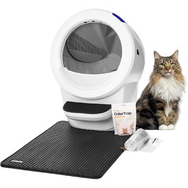 Автоматичний туалет для котів Litter-Robot 4 Whisker, білий, комплект для початківців: самоочищення, огорожа, килимок, 2 фільтри OdorTrap, 25 пакетів для відходів