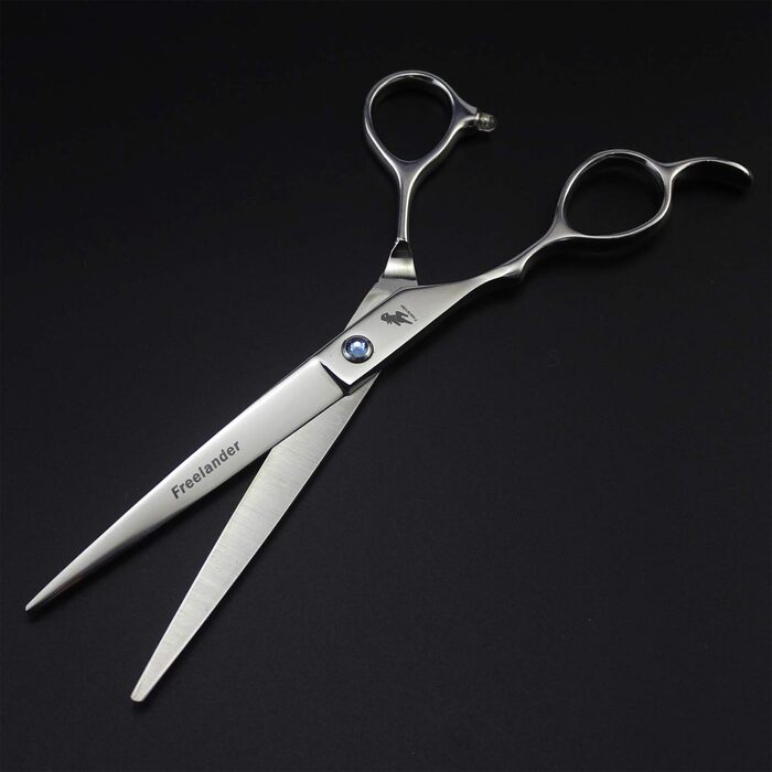 Професійна шерстьрізальна ножиця для грумінгу котів та собак, 18 см, для лівшів, високоякісна сталь, прямий зріз, з гребінцем