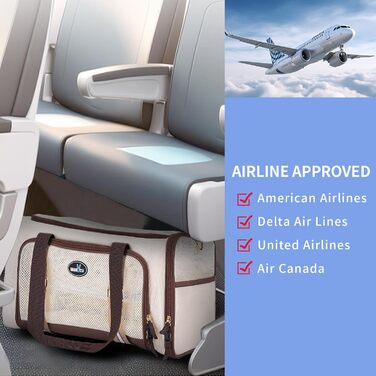 Транспортна сумка для котів Wakytu, схвалена авіакомпаніями, розширювана, м'яка переноска для кошенят та маленьких собак з великим килимком