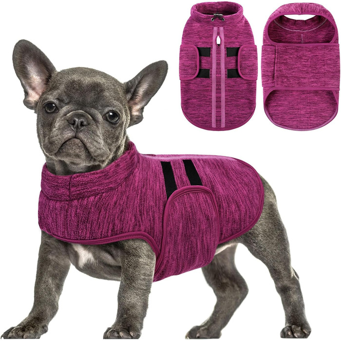 Теплий зимовий пуловер/мандель для собак Queenmore з флісу, для дрібних порід (Чихуахуа, Такса, Бульдог), колір: фіолетовий