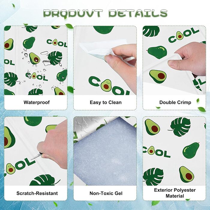 Кілим-охолоджувач для собак та котів Ninonly 50 x 65 см - самоохолоджуючий, водонепроникний, з нетоксичним гелем (Авокадо)