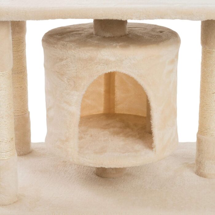 Дряпалка для котів JAMAXX H-90cm з ігровим комплексом, печерею, м'якою платформою та іграшкою (бежевий)