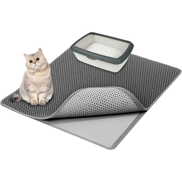 Килимок для котів QWORK® з двошаровим дизайном, 90x76 см, антиковзаюча підкладка, легко миється, для багатокотових сімей