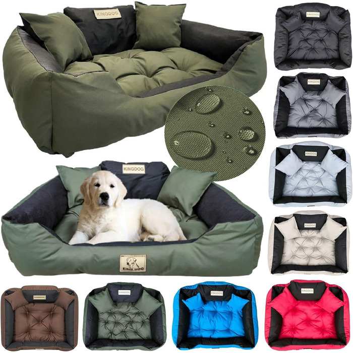 Крісло-лежанка для собак великих порід King Dog, 100 x 75 см, зелене, з можливістю персоналізації, водонепроникний матеріал, силіконова наповнювач