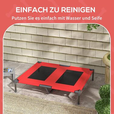 Крісло-ліжко для собак PawHut, вуличне, чорно-червоне, 92 x 76 x 18 см